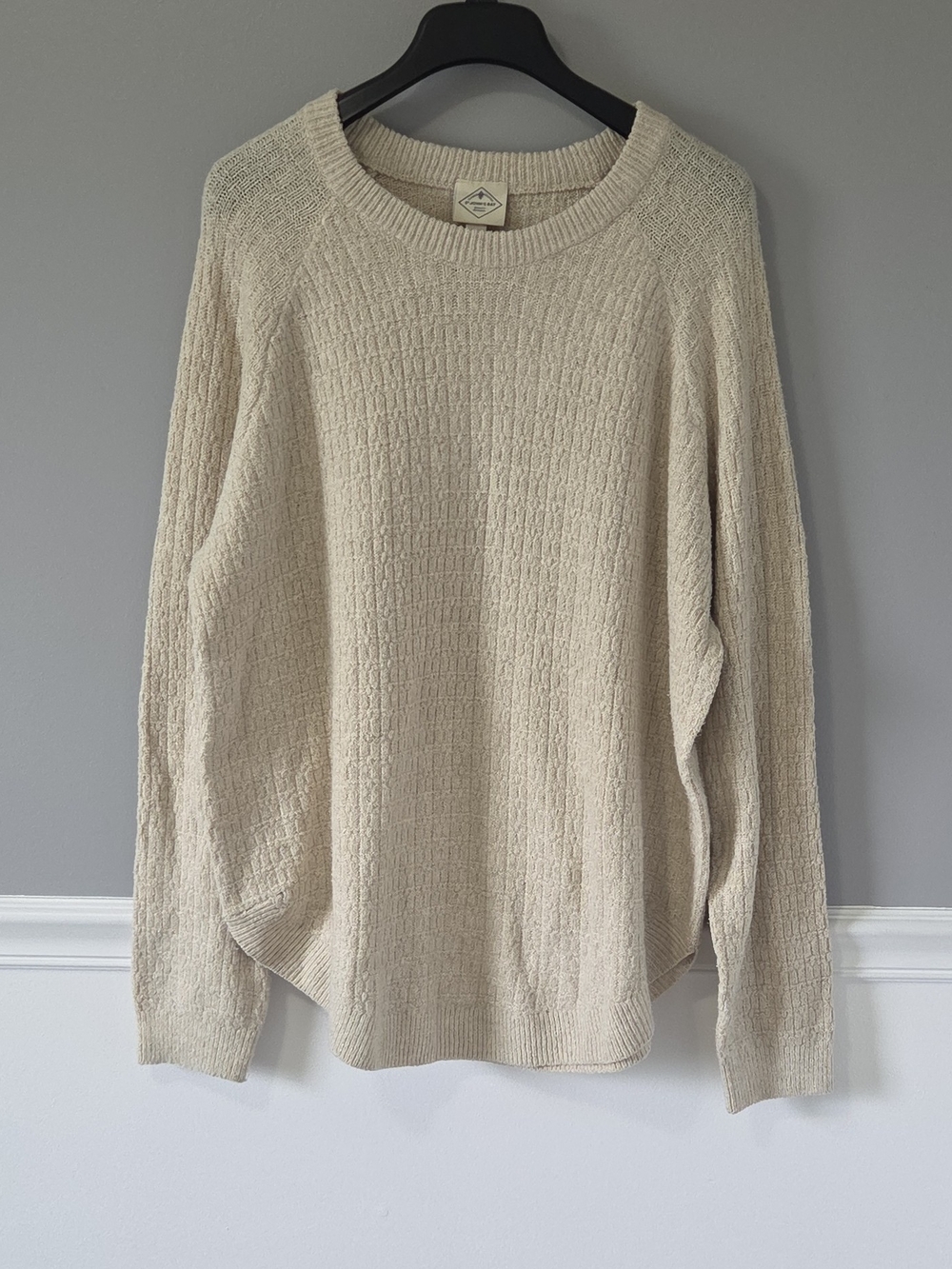 St. John's Bay Beige Oatmeal  Crewneck Textured Sweater Preppy Professional XLT